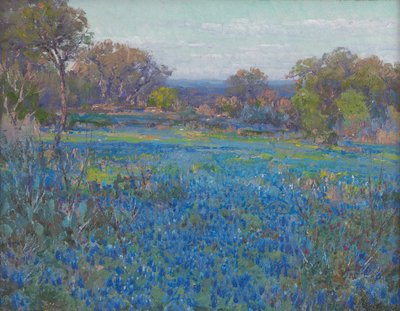 A Field of Blue Bonnets, Late Afternoon Sunlight by Julian Onderdonk